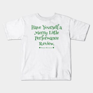 Human Resources Christmas Performance Review Cheer Kids T-Shirt